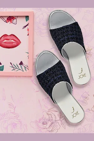Jove Women Blue Open Toe Flats