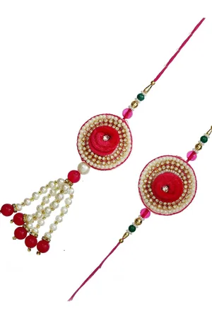 eCraftIndia Red & Gold-Toned Rakhi Gift Set