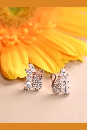 CLARA 92.5 Sterling Silver Cubic Zirconia Rose Gold Plated Stud Earrings