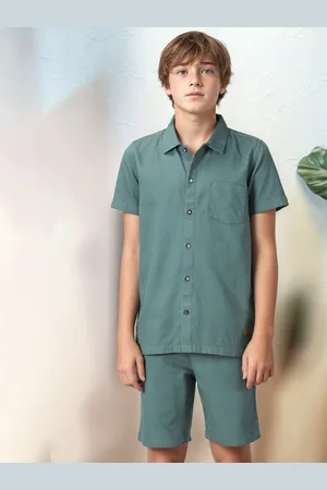 Nautica Boys Self Design Short Sleeves Pure Cotton Shirt With Shorts