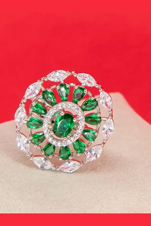 Manikya Jewellery Rhodium Plated Cubic Zirconia Studded Finger Ring