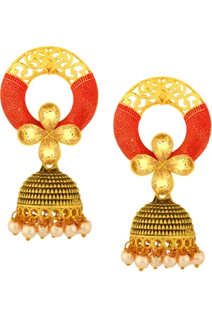 Alamod Gold-Plated Beaded Dome Shaped Jhumkas