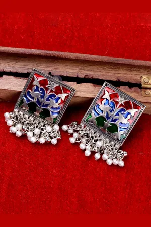 Krelin Square Meenakari Beaded Earrings