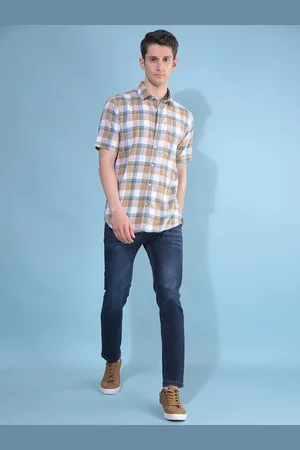 Crimsoune Club Classic Slim Fit Tartan Checks Opaque Checked Casual Shirt