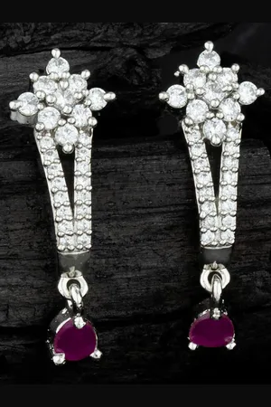Alamod Silver Plated Diamond Shaped Drop Earrings