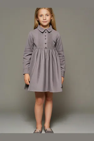 Cherry Crumble Girls Grey Striped Dress