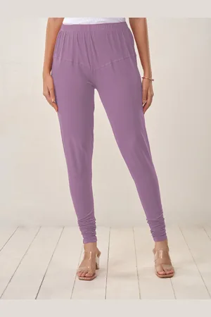 Lyra Women Mauve Solid Churidar-Length Leggings