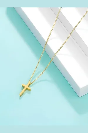 KARISHMA KREATIONS Unisex Gold-Plated Jesus Cross Pendant With Chain