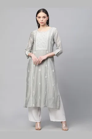 akheri Women Floral Embroidered Mukaish Kurta