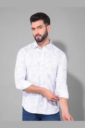 Cobb Slim Fit Abstract Printed Spread Collar Long Sleeves Casual Shirt