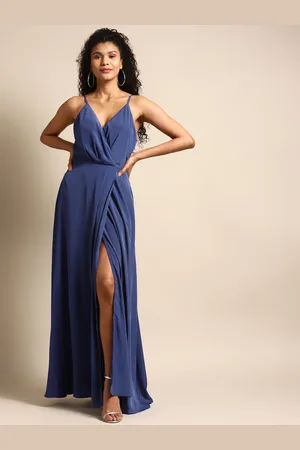 DODO & MOA Women Navy Blue Solid Maxi Dress