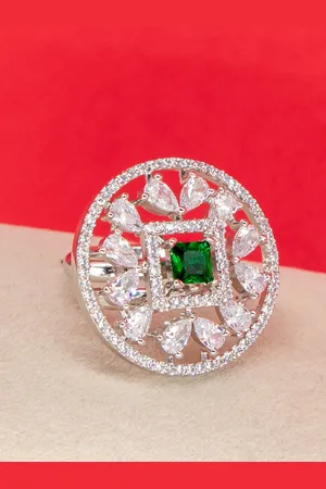 Manikya Jewellery Rhodium Plated Cubic Zirconia Studded Finger Ring