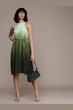 French Connection Ombre Halter Neck Accordion Pleats A-Line Dress