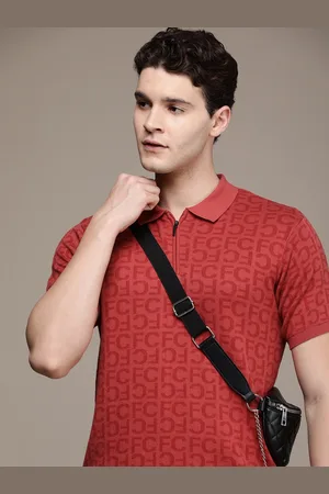 French Connection Brand Logo Printed Polo Collar Pure Cotton T-shirt