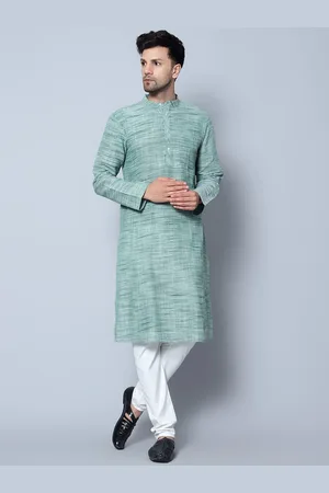 Latest Chikan Garments Striped Mandarin Collar Kurta