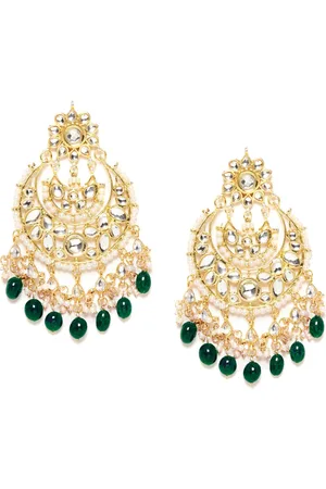 Bamboo Tree Jewels Gold-Toned Contemporary Chandbalis Earrings