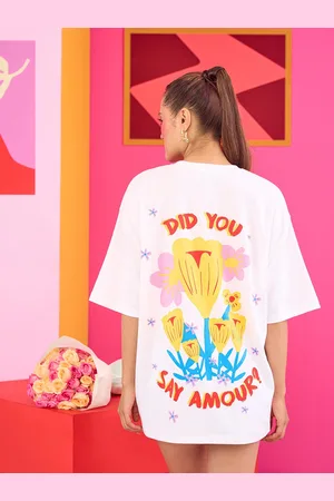 THE CLOTHING FACTORY Emily in Paris Printed Drop-Shoulder Sleeves Cotton Oversized T-shirt