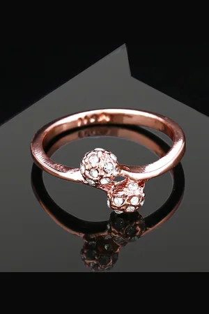 ESTELE Rose Gold Plated Crystals Studded Finger Ring