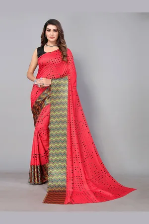 HRITIKA Geometric Printed Pure Georgette Saree