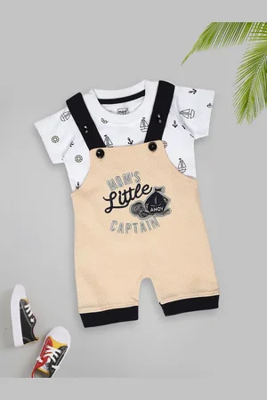 MeeMee Boys Embroidered Dungaree With Conversational Printed T-Shirt