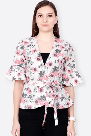 Cation Women Grey Printed Wrap Top