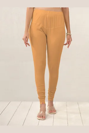 Lyra Women Khaki Solid Churidar-Length Leggings