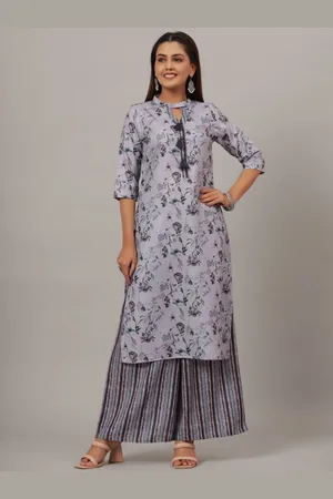 CRAFTED FOR YOU Floral Printed Key Hole Neck Kurta with Palazzos