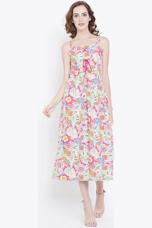 DODO & MOA Women Pink Printed A-Line Dress