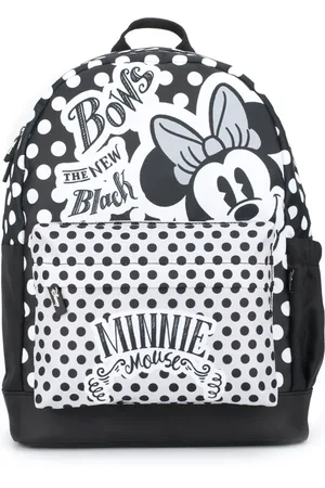 Disney Girls Black & White Minnie Mouse Graphic Printed Backpack