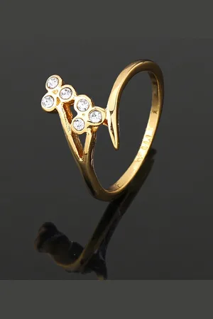 ESTELE Gold-Plated Crystal-Studded Finger Ring