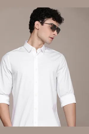 Calvin Klein Men White Solid Slim Fit Casual Shirt