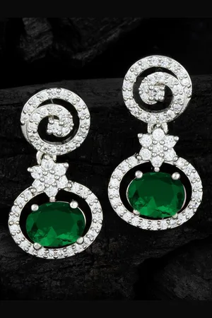 Alamod Oval Silver Plated Drop Earrings