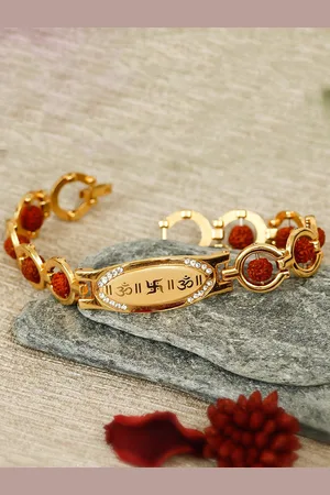 eCraftIndia Om Swastik Symbol & Rudraksha Religious Designer Bracelet Rakhi