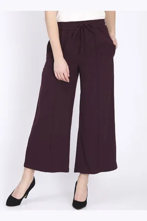 DODO & MOA Women Maroon Regular Fit Solid Parallel Trousers