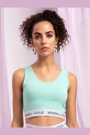 KENDALL + KYLIE Women Green Cropped Tank Top