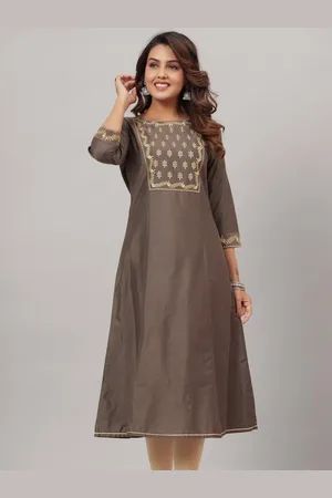 CRAFTED FOR YOU Women Olive Green Ethnic Motifs Embroidered Kurta