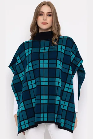 513 Clothing Checked Acrylic Poncho