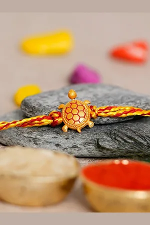 eCraftIndia Tortoise Feng Shui Rakhi and Roli Chawal Pack