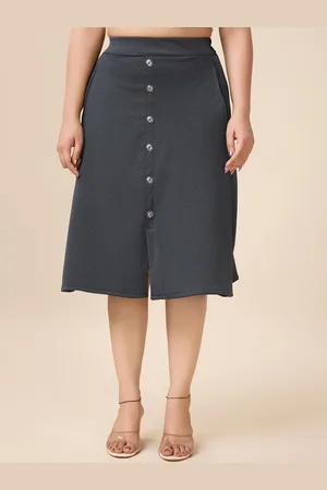 Areca Designer Denim Cotton A-Line Knee Length Skirt