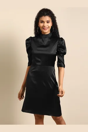 DODO & MOA Women Black Solid A-Line Dress