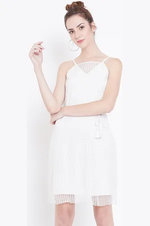 DODO & MOA Women White Lace Sheath Dress