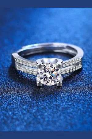 Myki Silver-Plated CZ-Studded Adjustable Finger Ring