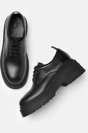 Tommy Hilfiger Women Ava Lace Up Leather Derby Style Chunky Sneakers