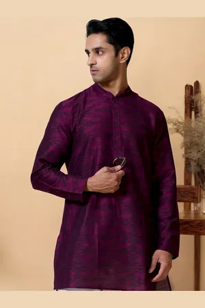 TATTVA Thread Work Band Collar Straight Kurta