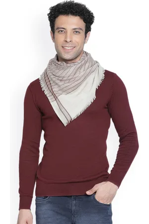 SHINGORA Men Beige Striped Wool Cashmere Mufflers