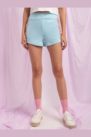 KENDALL + KYLIE Women Blue Embellished Slim Fit Elasticated Closure Shorts