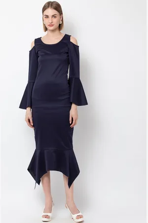 DODO & MOA Women Navy Blue Solid Sheath Dress