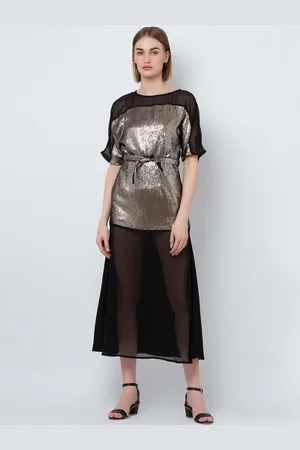 DODO & MOA Women Black Colourblocked Fit and Flare Dress