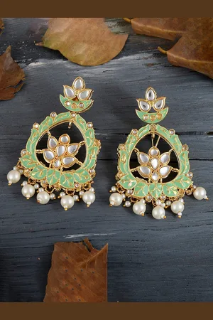 Dastoor Brass-Plated Contemporary Drop Earrings