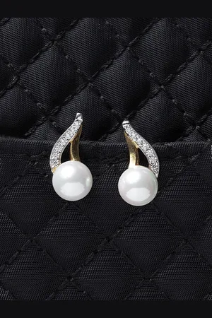 CLARA Silver-Toned & Rhodium-Plated Pearls Contemporary Handcrafted Studs Earrings